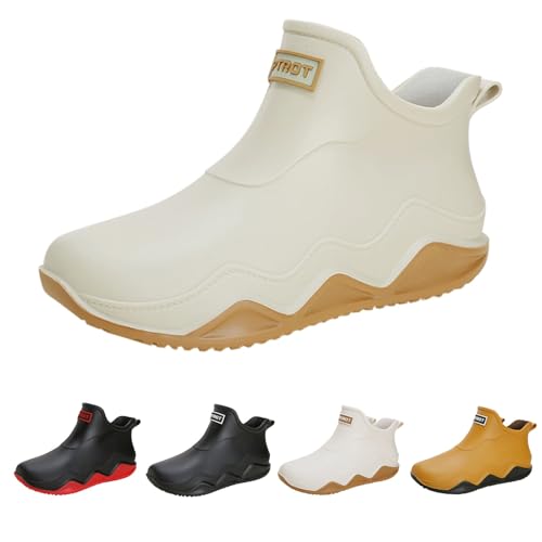 LinRim Gartenschuhe Unisex Gummistiefel Regenstiefel Kurzschaft Gummistiefel Halbhoch Gummistiefeletten Kurze rutschfeste Regenschuhe Grundlegend Wasserdicht Atmungsaktiv Stiefeletten von LinRim