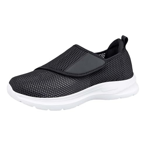 LinRim Herren Diabetiker Hausschuhe Damen Atmungsaktiv Einstellbar Walkingschuhe Freizeitschuhe Verstellbare Bequeme rutschfest Gesundheitsschuhe für Senioren Fußschwellung von LinRim