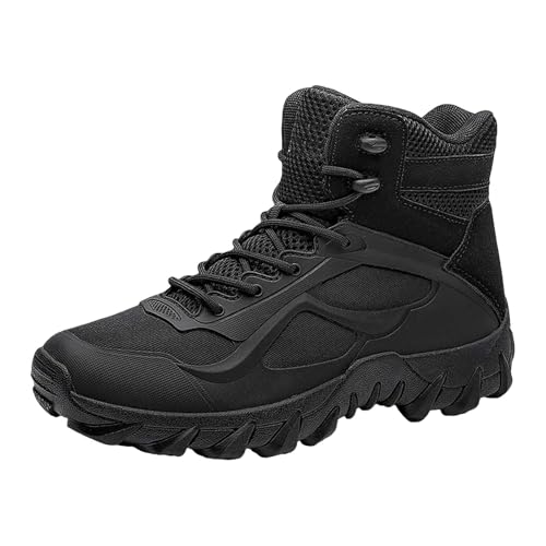 LinRim Herren Tactical Boot Taktische Militärstiefel Wanderschuhe Army Combat Boots mit Verschleißfest rutschfeste Outdoor Trekkingschuhe Militär & Einsatzstiefel Männer Tactical Arbeit Stiefel von LinRim