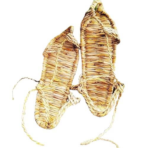 LinRim Strohpantoffeln Strohschuhe Damen Herren Hausschuhe Hand-Gewebte Strohsandalen Handgefertigte Strandsandalen flach gewebte Sportsandalen Trekking Sandalen Outdoorsandale Geschlossene von LinRim