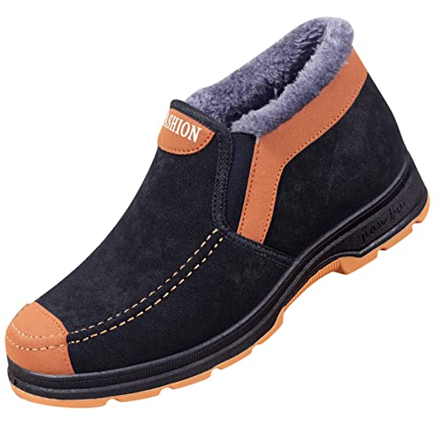 Schneeschuhe Herren Slip on Sneakers Winterschuhe Herren GefüTtert Kurzschaft Stiefel Verdickte Warme Winterboots Weich Rutschfest Atmungsaktiv Schneestiefel Winter Outdoor Boots von LinRim