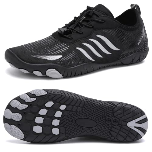 LinSmart Barfußschuhe Damen Herren Breite Zehenbox Wasserschuhe Barfußtrainer Frauen Männer zum Wandern Laufen Fitnessstudio Strand Surfen Fahren von LinSmart