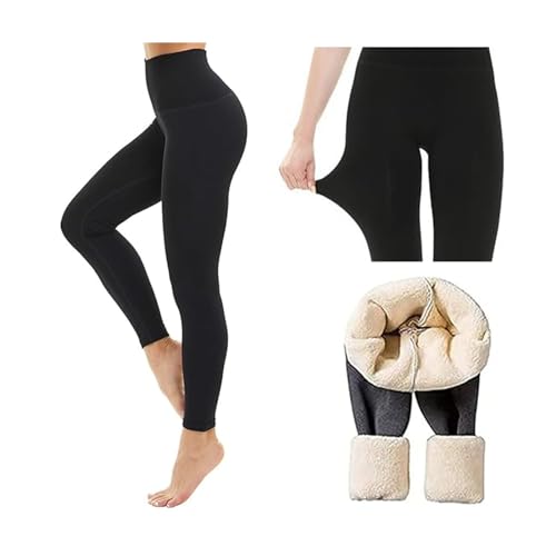Fleece Winter Leggings,Plush Lined Warm Leggings,Womens Thickening and Velvet High Waisted Tummy Control Yoga Pants (Black, L) von LinZong