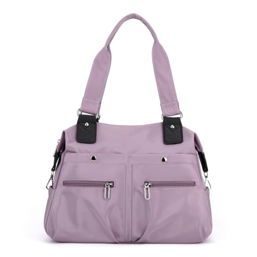 Große Kapazität, wasserdicht, mehrere Taschen, Damen-Umhängetasche, Kuriertasche, Nylon-Reisetasche, stilvolle Handtaschen für Damen, Violett von LinZong