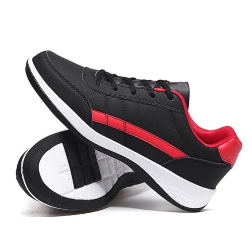 Men's Orthopedic Comfort Leather Sneaker,Casual Fashion Lace up Walking Shoes,Arch Support Platform Sneakers (Black Red, Erwachsene, Damen, 40, Numerisch, EU Schuhgrößensystem, M) von LinZong
