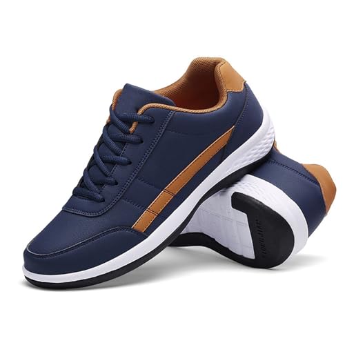 Men's Orthopedic Comfort Leather Sneaker,Casual Fashion Lace up Walking Shoes,Arch Support Platform Sneakers (Blue, Erwachsene, Damen, 47, Numerisch, EU Schuhgrößensystem, M) von LinZong