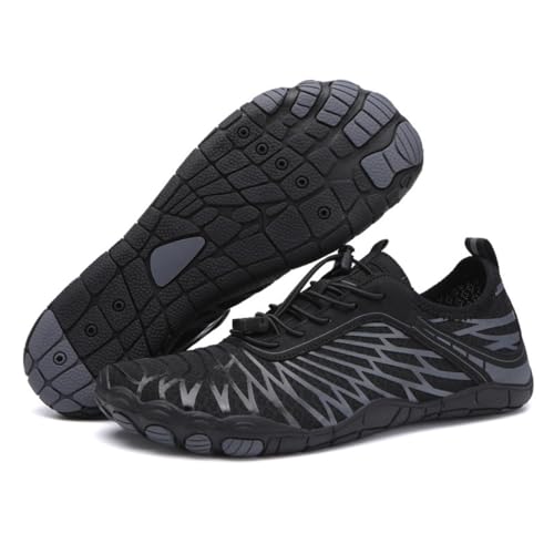 Minimalistische Barfußschuhe für Damen und Herren, breite Zehenbox, Unisex, Trailrunning-Schuhe, schnell trocknend, Schwimmen, Walking, Wasserschuhe, Schwarz , 47 EU von LinZong