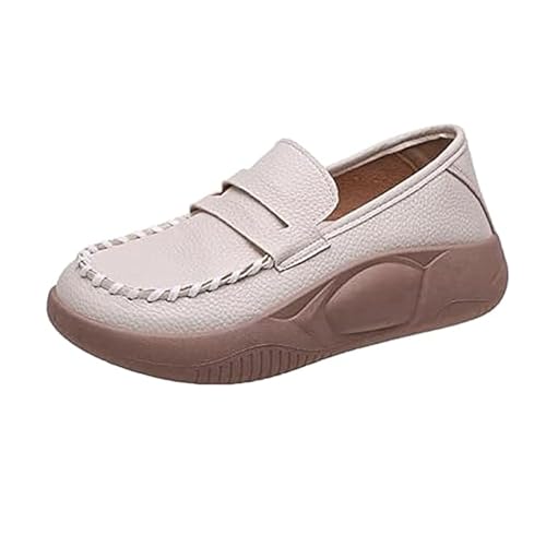 Orthopedic Platform Loafers for Women, Slip-On Lightweight Comfort Walking Shoes, Low Top Thick Sole Non Slip Casual Shoes (White, Erwachsene, Damen, 40, Numerisch, EU Schuhgrößensystem, M) von LinZong