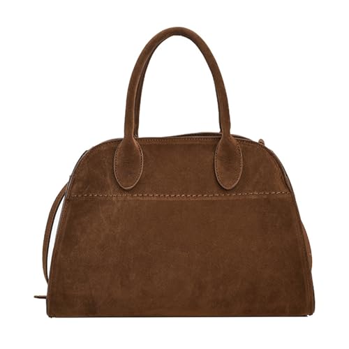 Vintage Suede Tote Bag for Women,Adjustable Strap Fashion Retro Handle Bags,Large Capacity Crossbody Shoulder Satchel (Brown) von LinZong