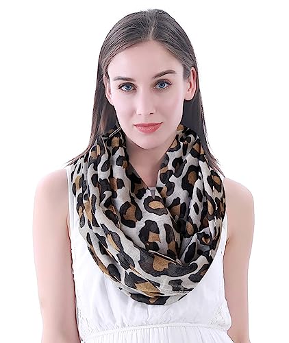 Damen Schlauchschal mit Leopardenmuster, leicht, Beige, Schwarz, Braun, One size Damen Schlauchschal mit Leopardenmuster, leicht, Beige, Schwarz, Braun, One size von Lina & Lily