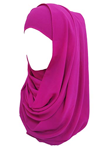 Lina & Lily Bubble Crepe Chiffon Damen Muslim Hijab Kopftuch Schal Turban, Stoff Leicht Undurchsichtig (Rosa Magenta) von Lina & Lily