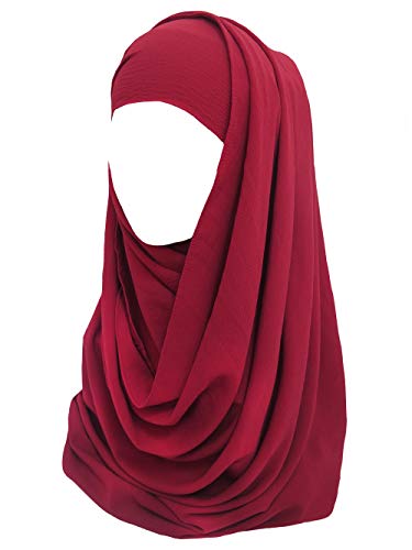 Lina & Lily Bubble Crepe Chiffon Damen Muslim Hijab Kopftuch Schal Turban, Stoff Leicht Undurchsichtig (Weinrot) von Lina & Lily