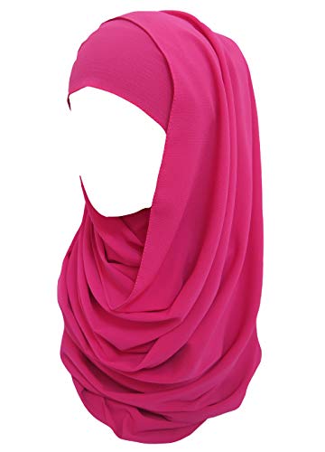 Lina & Lily Bubble Crepe Chiffon Damen Muslim Hijab Kopftuch Schal Turban, Stoff Leicht Undurchsichtig (Dunkelrosa) von Lina & Lily