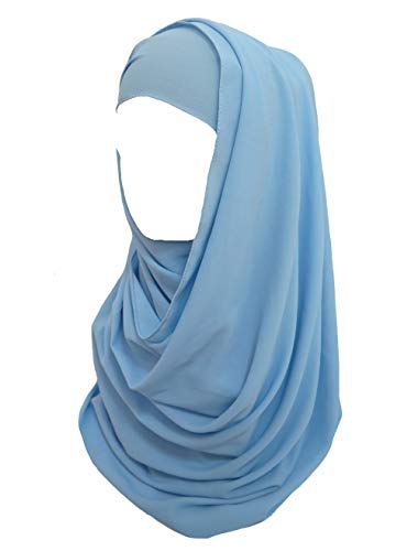 Lina & Lily Bubble Chiffon Damen Muslim Hijab Kopftuch Schal Turban, Stoff Leicht Undurchsichtig (Hellblau) von Lina & Lily