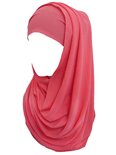 Lina & Lily Bubble Chiffon Damen Muslim Hijab Kopftuch Schal Turban, Stoff Leicht Undurchsichtig (Koralle) von Lina & Lily