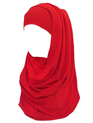 Lina & Lily Bubble Chiffon Damen Muslim Hijab Kopftuch Schal Turban, Stoff Leicht Undurchsichtig (Rot) von Lina & Lily