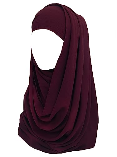 Lina & Lily Bubble Crepe Chiffon Damen Muslim Hijab Kopftuch Schal Turban, Stoff Leicht Undurchsichtig (Kastanienbraun) von Lina & Lily