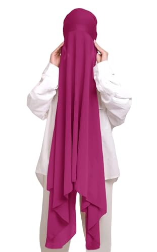 Lina & Lily Chiffon Instant Hijab mit Jersey Unterkappe, Damen Kopftuch Set mit Bindeband (Dunkelrosa) von Lina & Lily