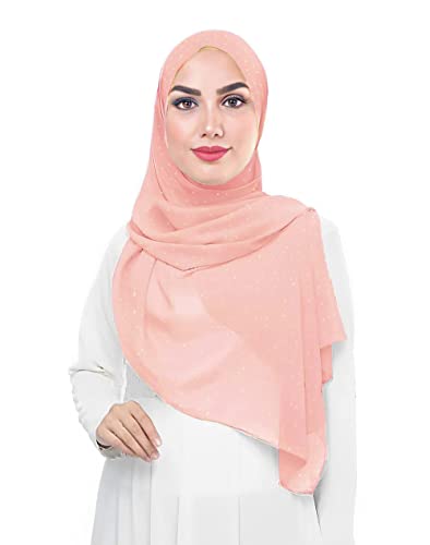 Lina & Lily Damen Hijab Kopftuch Schal mit Glitzer aus Premium Chiffon (Blush) von Lina & Lily