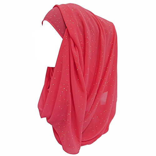 Lina & Lily Damen Hijab Kopftuch Schal mit Glitzer aus Premium Chiffon (Koralle) von Lina & Lily