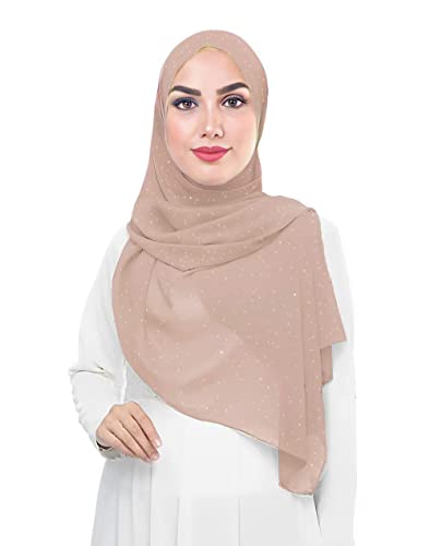 Lina & Lily Damen Hijab Kopftuch Schal mit Glitzer aus Premium Chiffon (Nude) von Lina & Lily