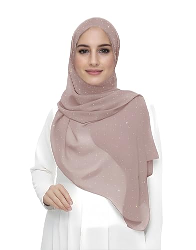 Damen Hijab Kopftuch Schal mit Glitzer aus Premium Chiffon (Nude) von Lina & Lily