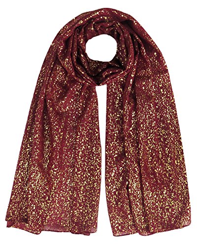 Lina & Lily Damen Hijab Muslimische Kopftuch Schal Turban mit Gold Glitzert Funkeln (Bordeaux) von Lina & Lily