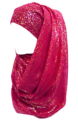 Lina & Lily Damen Hijab Muslimische Kopftuch Schal Turban mit Gold Glitzert Funkeln (Magenta) von Lina & Lily