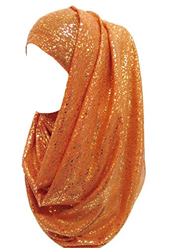 Lina & Lily Damen Hijab Muslimische Kopftuch Schal Turban mit Gold Glitzert Funkeln (Orange) von Lina & Lily