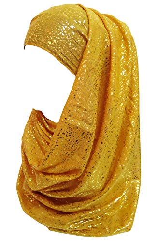 Lina & Lily Damen Hijab Muslimische Kopftuch Schal Turban mit Gold Glitzert Funkeln (Senf) von Lina & Lily