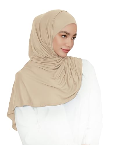 Lina & Lily Damen Instant Hijab Kopftuch Ready-To-Wear Modal Jersey (Beige) von Lina & Lily