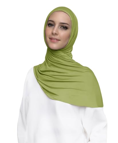 Lina & Lily Damen Instant Hijab Kopftuch Ready-To-Wear Modal Jersey (Limonengrün) von Lina & Lily