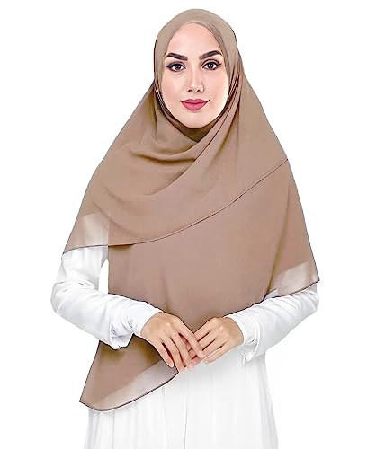 Lina & Lily Premium Chiffon Damen Muslim Hijab Kopftuch Schal Quadrat 145 x 145cm (Nude) von Lina & Lily