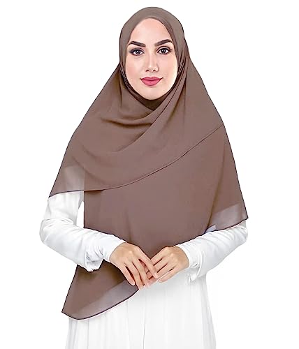 Lina & Lily Premium Chiffon Damen Muslim Hijab Kopftuch Schal Quadrat 145 x 145cm (Khaki) von Lina & Lily