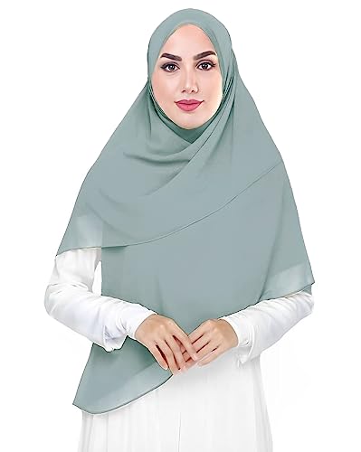 Lina & Lily Premium Chiffon Damen Muslim Hijab Kopftuch Schal Quadrat 145 x 145cm (Salbei) von Lina & Lily