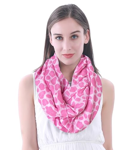 Lina & Lily Damen Loop Schal Halstuch mit Kuh-Print (Rosa & Weiß) von Lina & Lily