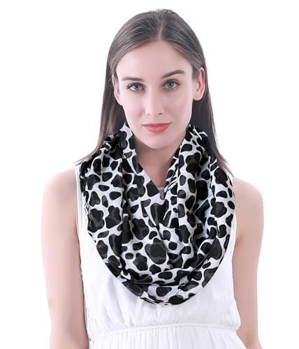 Lina & Lily Damen Loop Schal Halstuch mit Kuh-Print (Schwarz & Weiß) von Lina & Lily