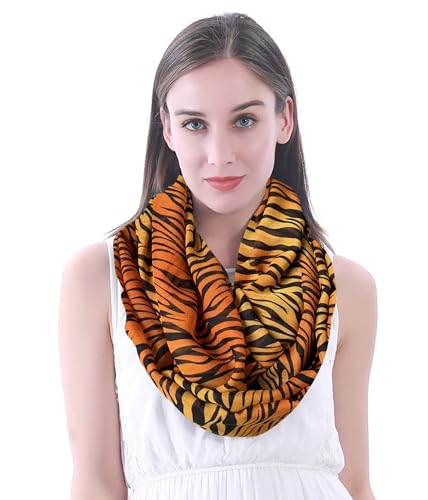 Lina & Lily Damen Loop Schal Halstuch mit Tiger-Print (Gelb, Orange, Schwarz) von Lina & Lily