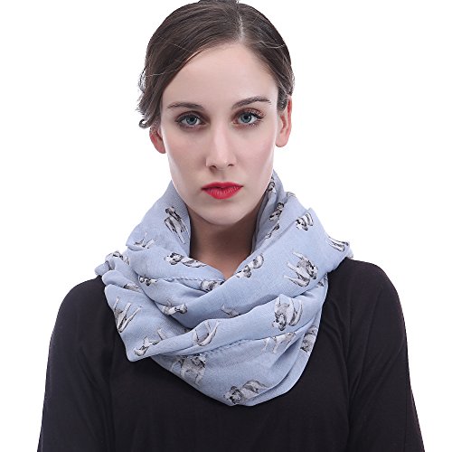 Lina & Lily Damen Loop Schal Rundschal Schlauchschal Bulldogge Hund (Blau) von Lina & Lily