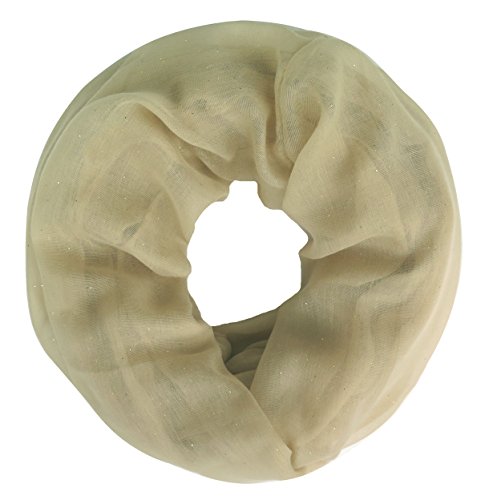 Lina & Lily Damen Loop Schal Rundschal Schlauchschal Glitzer (Beige) von Lina & Lily