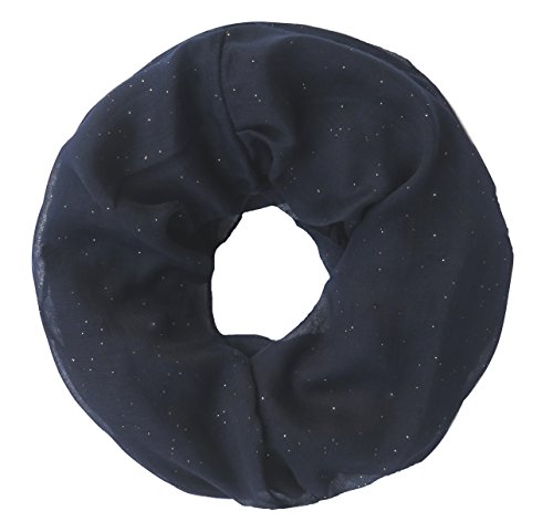 Lina & Lily Damen Loop Schal Rundschal Schlauchschal Glitzer (Navy Blau) von Lina & Lily