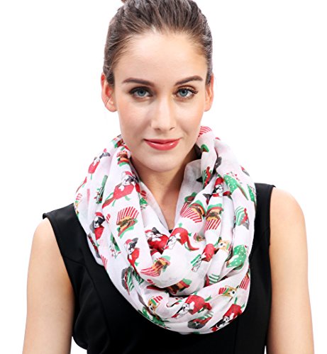 Lina & Lily Damen Loop Schal Rundschal Schlauchschal Hund im Geschenkbox (weiße) von Lina & Lily
