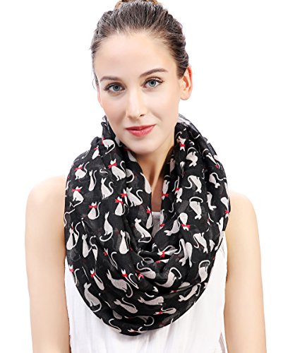 Lina & Lily Damen Loop Schal mit Katzen-Motiv (Schwarz) von Lina & Lily