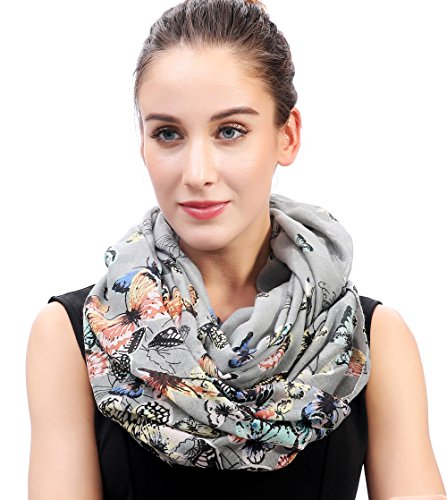 Lina & Lily Damen Loop Schal Rundschal Schlauchschal Schmetterling (Grau) von Lina & Lily