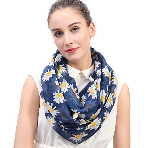 Lina & Lily Damen Loop Schal Schlauchschal mit Gänseblümchen-Motiv (Dunkelblau) von Lina & Lily