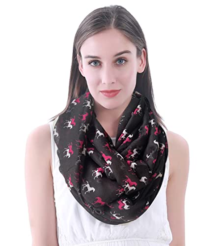 Lina & Lily Damen Loop Schal Schlauchschal mit Pferd Muster (Schwarz) von Lina & Lily