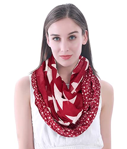 Lina & Lily Damen Loop Schal mit Stern-Print (Dunkelrot) von Lina & Lily