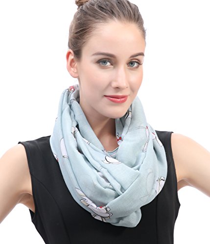 Lina & Lily Damen Loop Schal Tuch Schlauchschal Rundschal mit Hasenmuster (Hellblau) von Lina & Lily