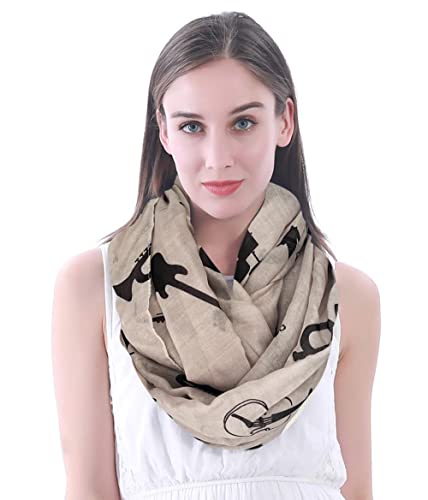 Lina & Lily Damen Loop Schal Tuch Schlauchschal Rundschal mit Musikinstrumente (Beige) von Lina & Lily