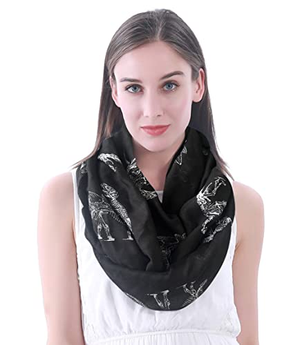 Lina & Lily Damen Loop Schal mit Dinosaurier-Print (Schwarz) von Lina & Lily